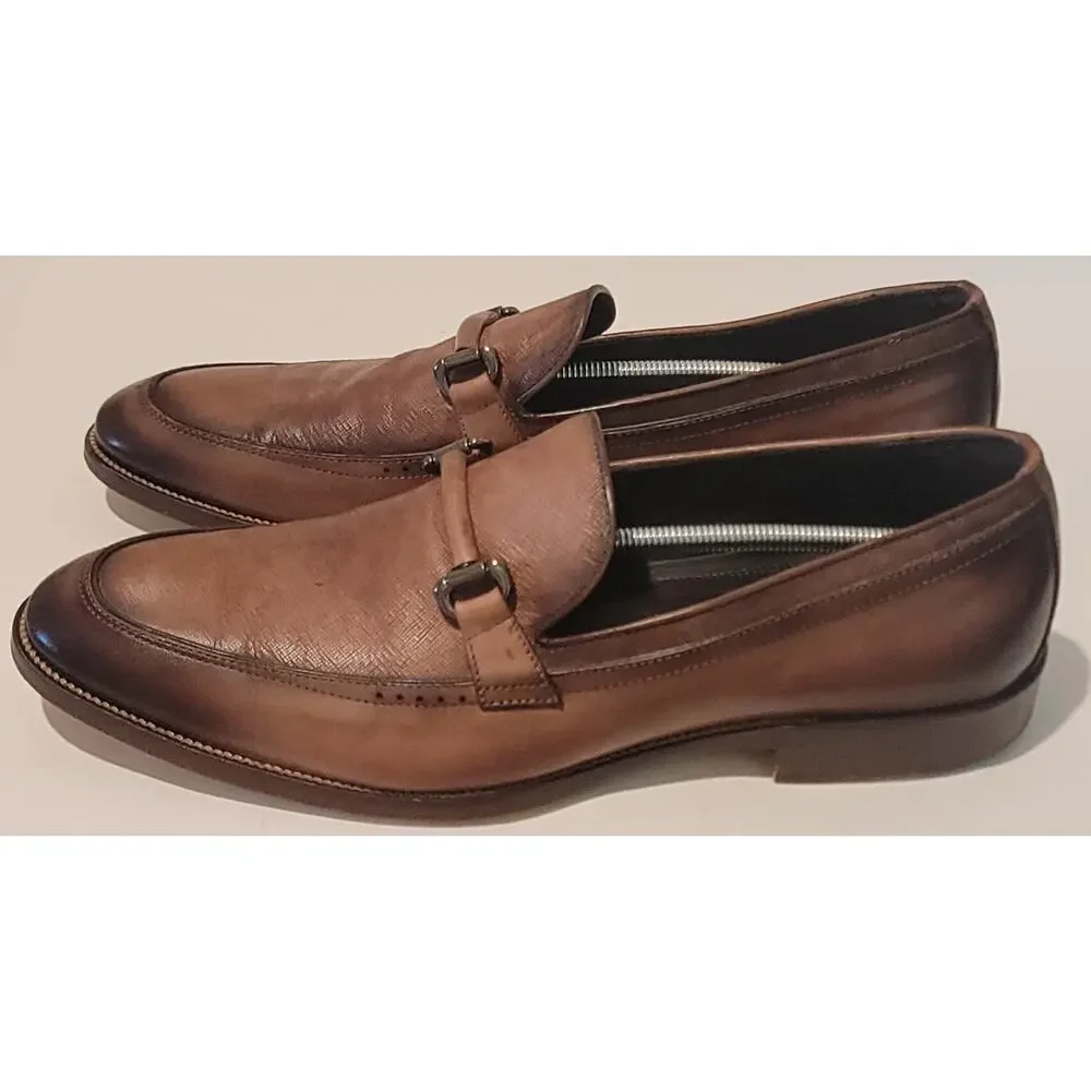 Johnston&Murphy Men’s Flynch Bit Brown Loafers Shoe Sz 13M Made In ITALY